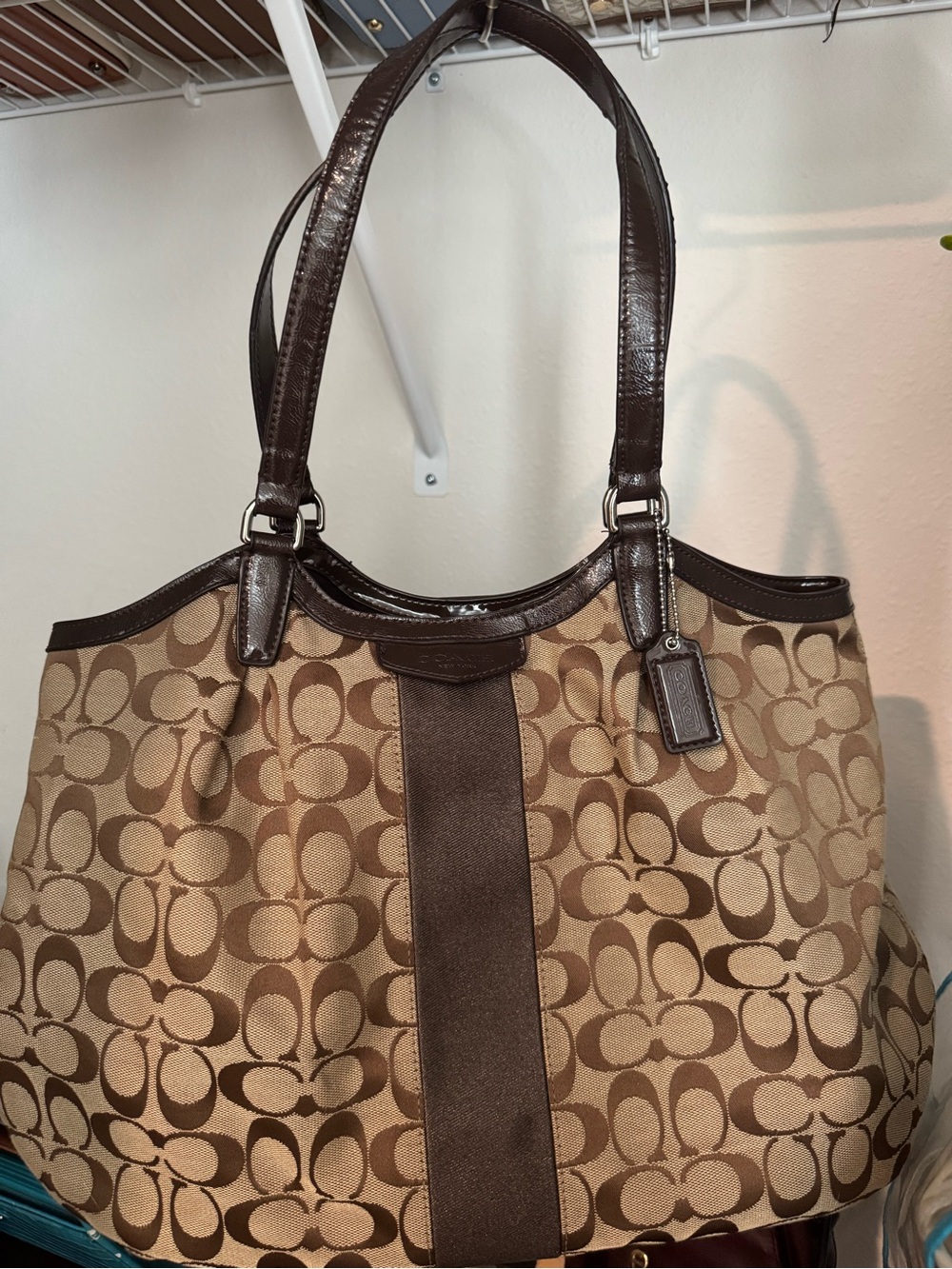 Vintage Y2K Coach Devin Signature Stripe Tote